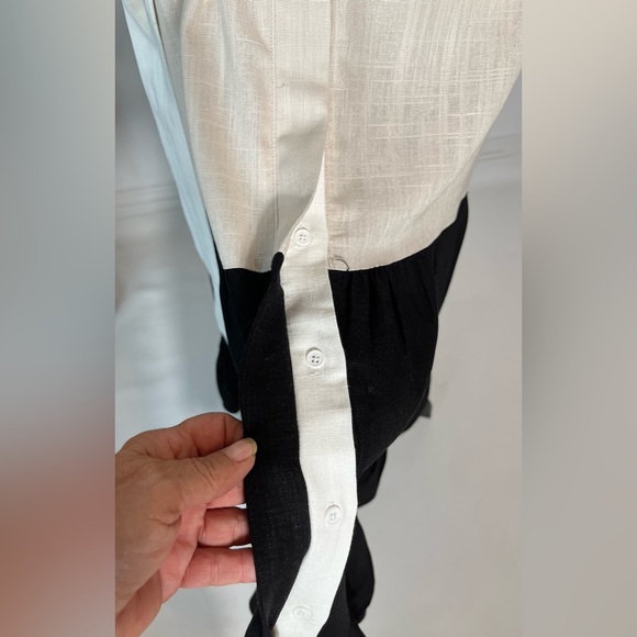 H HALTON MAXI DRESS TIERED LINEN BLEND COLOR BLOCK SIZE M NWT - Picture 12 of 14